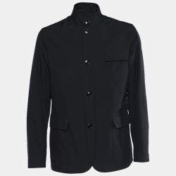 Pre Owned Ermenegildo Zegna Navy Blue Synthetic Button & Zip Front Jacket XL