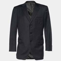 Ermenegildo Zegna Grey Striped Wool Single Breasted Blazer XL
