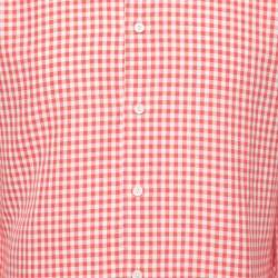 مملوكة مسبقًا قميص ايرمنيجيلدو زينيا قطن وكتان كاروهات أحمر أزرار أمامية مقاس متوسط 