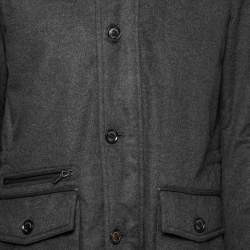 Pre Owned Ermenegildo Zegna Grey Silk Fur Trimmed Long Sleeve Jacket S