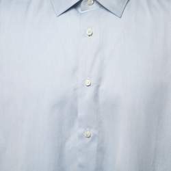 Pre Owned Ermenegildo Zegna Blue Cotton Regular Fit Button Front Shirt XXL