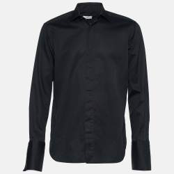Pre Owned Ermenegildo Zegna Black Cotton Button Front Shirt M