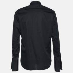 Pre Owned Ermenegildo Zegna Black Cotton Button Front Shirt M