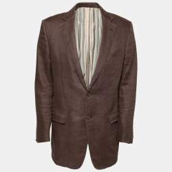 Ermenegildo Zegna Brown Linen Single Breasted Blazer XL