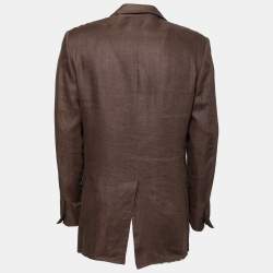 Ermenegildo Zegna Brown Linen Single Breasted Blazer XL