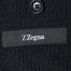 Pre Owned بليزر ايرمنيجيلدو زينيا صوف منقوش أسود أكمام طويلة كبير جداً