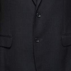 Pre Owned بليزر ايرمنيجيلدو زينيا صوف منقوش أسود أكمام طويلة كبير جداً