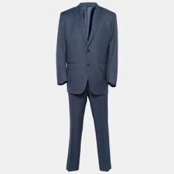 Pre Owned Ermenegildo Zegna Blue Wool Single Breasted Suit XXL