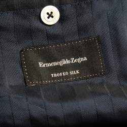 Ermenegildo Zegna Navy Blue Striped Trofeo Silk Suit Regular Fit Suit L