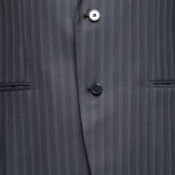 Ermenegildo Zegna Navy Blue Striped Trofeo Silk Suit Regular Fit Suit L