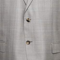Pre Owned Ermenegildo Zegna Grey Check Pattern Silk Single Breasted Suit 4XL