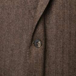 Pre Owned Ermenegildo Zegna Brown Herringbone Trofeo Cashmere Single Breasted Jacket 3XL
