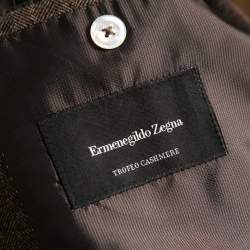 Pre Owned Ermenegildo Zegna Brown Herringbone Trofeo Cashmere Single Breasted Jacket 3XL