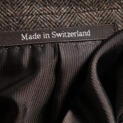 Pre Owned Ermenegildo Zegna Brown Herringbone Trofeo Cashmere Single Breasted Jacket 3XL