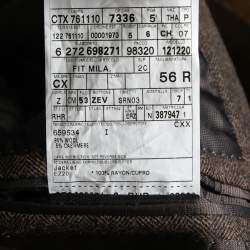 Pre Owned Ermenegildo Zegna Brown Herringbone Trofeo Cashmere Single Breasted Jacket 3XL