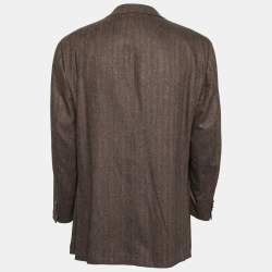 Pre Owned Ermenegildo Zegna Brown Herringbone Trofeo Cashmere Single Breasted Jacket 3XL