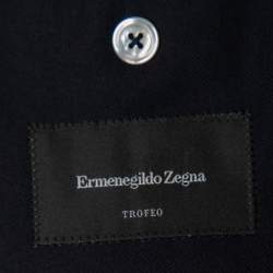 Pre Owned بليزر ايرمنيجيلدو زينيا صوف أزرق داكن بصف أزرار واحد مقاس 3 إكس أل