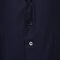 Pre Owned بليزر ايرمنيجيلدو زينيا صوف أزرق داكن بصف أزرار واحد مقاس 3 إكس أل