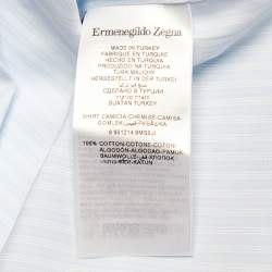 Pre Owned Ermenegildo Zegna Light Blue Striped Cotton 100Fili Tailored Fit Shirt L
