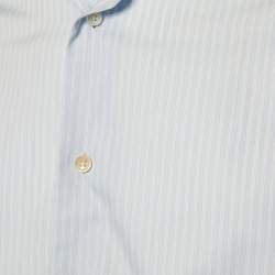 Pre Owned Ermenegildo Zegna Light Blue Striped Cotton 100Fili Tailored Fit Shirt L