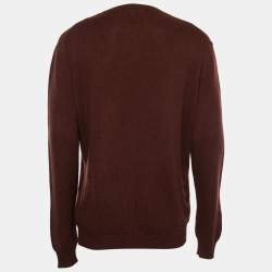 Pre Owned Ermenegildo Zegna Burgundy Cashmere Crewneck Sweater 3XL