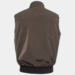 Pre Owned Ermenegildo Zegna Brown Synthetic Reversible Vest Jacket XL   