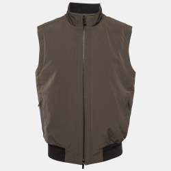 Pre Owned Ermenegildo Zegna Brown Synthetic Reversible Vest Jacket XL   