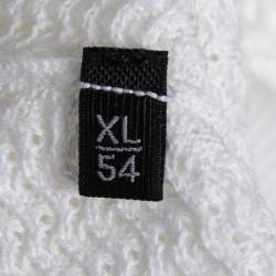 Pre Owned Ermenegildo Zegna White Textured Cotton Knit Sweater 2XL