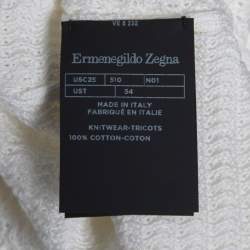 Pre Owned Ermenegildo Zegna White Textured Cotton Knit Sweater 2XL