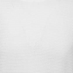 Pre Owned Ermenegildo Zegna White Textured Cotton Knit Sweater 2XL
