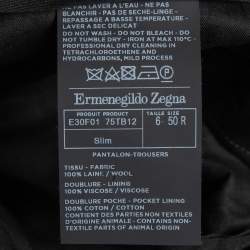 Pre Owned Ermenegildo Zegna Charcoal Grey Wool Slim Fit Trousers L