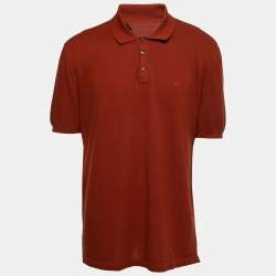Pre Owned Ermenegildo Zegna Couture Brick Red Cotton Polo T-Shirt 3XL