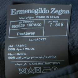 Pre Owned Ermenegildo Zegna Blue Patterned Wool Single-Breasted Blazer 2XL