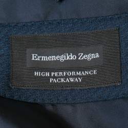 Pre Owned Ermenegildo Zegna Blue Patterned Wool Single-Breasted Blazer 2XL