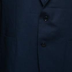 Pre Owned Ermenegildo Zegna Blue Patterned Wool Single-Breasted Blazer 2XL