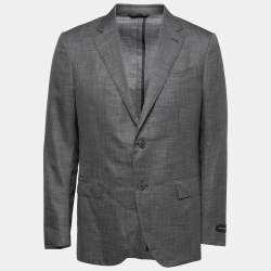 مملوكة مسبقًا Ermenegildo Zegna Grey Patterned Wool  Single-Breasted Blazer XL