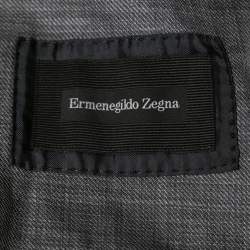 مملوكة مسبقًا Ermenegildo Zegna Grey Patterned Wool  Single-Breasted Blazer XL