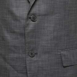 مملوكة مسبقًا Ermenegildo Zegna Grey Patterned Wool  Single-Breasted Blazer XL