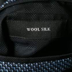 Pre Owned Ermenegildo Zegna Blue Patterned Crepe Single-Breasted Blazer 4XL