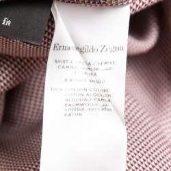 Pre Owned Ermenegildo Zegna Red Geometric Patterned Cotton Button Front Shirt M 