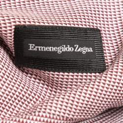 Pre Owned Ermenegildo Zegna Red Geometric Patterned Cotton Button Front Shirt M 