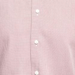 Pre Owned Ermenegildo Zegna Red Geometric Patterned Cotton Button Front Shirt M 