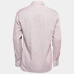 Pre Owned Ermenegildo Zegna Red Geometric Patterned Cotton Button Front Shirt M 