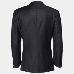 Ermenegildo Zegna Black Striped Wool Trofeo Blazer 3XL