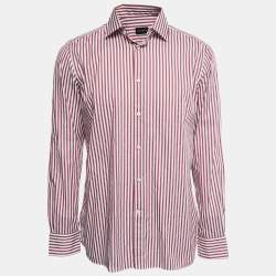 Ermenegildo Zegna Red Striped Cotton Button Front Shirt L