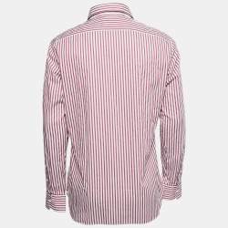 Ermenegildo Zegna Red Striped Cotton Button Front Shirt L