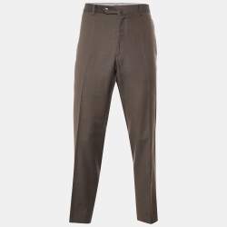 Pre Owned Ermenegildo Zegna Brown Wool Regular Fit Trousers 3XL