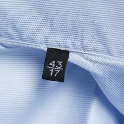 مملوكة مسبقًا Ermenegildo Zegna Blue Striped Cotton Trofeo Tailored Fit Button Front Shirt XXL