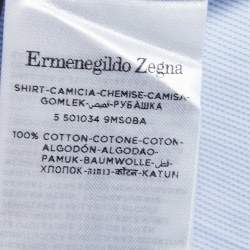مملوكة مسبقًا Ermenegildo Zegna Blue Striped Cotton Trofeo Tailored Fit Button Front Shirt XXL