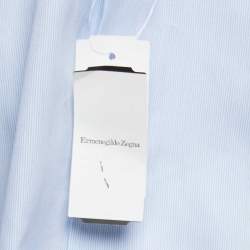 مملوكة مسبقًا Ermenegildo Zegna Blue Striped Cotton Trofeo Tailored Fit Button Front Shirt XXL
